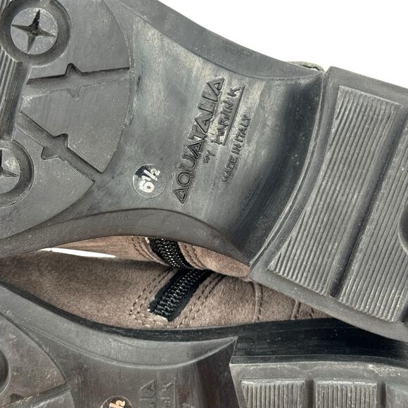 Aquatalia Moto Boot Sophia Buckle Suede Waterproof Women's SZ 6.5 Winter Gray - Picture 6 of 11